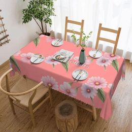 Table Cloth Flower Pink Peony (2) Tablecloth 54x72in Waterproof Decorative Border Indoor/Outdoor