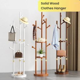 Hangers Solid Wood Clothes Rack Copper Sleeve Rrotatable Coat Hanger Floor Space Saving Organization