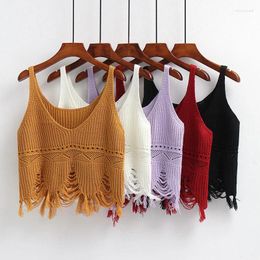 Women's Tanks Women Summer Crochet Sleeveless Vests Waistcoat Female Hollow Out Knit Pattern Solid Colour Vintage Cardigan Beach Cover Up G83