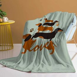 Bedding sets Overlapping Dachshu Blanket Printed Throw Plush Fluffy Flannel Fleece Soft Throws for Sofa Couch and Bed H240522