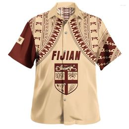 Men's Casual Shirts Harajuku 3D Philippines Fiji Flag Emblem Printing Coat Of Arm Graphic Short Men Hawaiian Clothing Tops