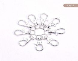 Keychains 50 Pcs Metal Silver Swivel Clasps Lanyard Snap Hook Lobster Claw Clasp DIY Split Key Ring FJewelry Making7813487