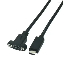 Computer Cables USB-C Panel Mount Type-C Male To Female Extension Cable With Screw Hole Lock Connector Charging Data Spacing 18mm