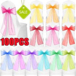 10010PCS Wedding Chair Decoration Organza Sashes Knot Bands Bows For for Party Banquet Event Decors 240520