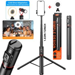 Selfie Monopods 1.83-meter selfie stick tripod with Light Wireless Remote portable tripod phone holder aluminum alloy suitable for iOS Android smartphones d240522