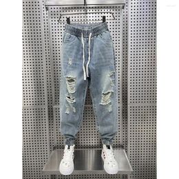 Men's Jeans Luxury 2024 Summer Casual Loose Denim Distressed Holes For Men Korean Style Trendy Tapered Pants Designer Boyfriend