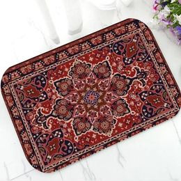 Carpets Retro Azerbaijan Persian Carpet Door Mat Rug Red Oriental Abstract Floral Doormat Non Slip Floor Entry Asian Home Decor Gift