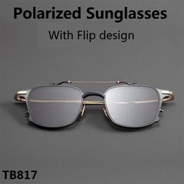 Sunglasses Thom Brand Women Square Frame Flip Clip Myopia Polarised Sun Glasses Men Prescription Eyeglasses Original ClamshellSunglasse 211T
