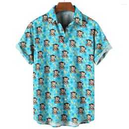 Men's Casual Shirts 2024 Hawaiian 3D Prints Monkey Graphics Summer Short Sleeve For Hawaii Style Fashion Unisex Aloha