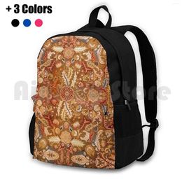 Backpack Antique French Aubusson Rug Print Outdoor Hiking Riding Climbing Sports Bag Vintage Carpet Europe