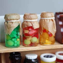 1/12 Scale Miniature Dollhouse Kitchen Seasoning Mini Jam Canned Fruit Food BJD OB11 Doll Toy for Girl