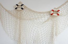 Blinds 100200CM Fishing Nets Cloth Lifebuoy 1PC Mediterranean Style Swim Ring Accessorie Po Props Nautical Decor 3D Sticker Craft8333427