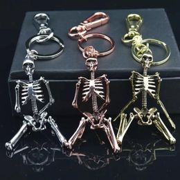 Keychains Gwwfs Skull Skeleton Pendant Key Chain Men Women Bag Charm Ring Car Keychain Keyrings Chaveiro Gift 272B