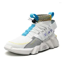 Casual Shoes Summer White Breathable Men's 2024 Mesh Sports Trendy Increased Socks Mouth Old Comfortable Running