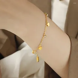 Link Bracelets Star Moon Shape Titanium Steel Plated 18k Gold Handpiece