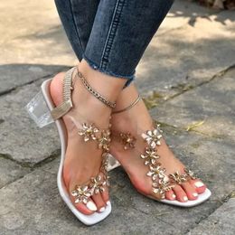 731 Women Women's Bling Fashion Summer Flowers Transparent Root Open Toe Sandals Woman Shoes 23 a1b 's