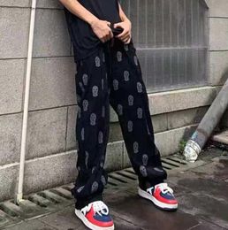 Corduroy Human Head Mask Hip Hop Summer Casual Trousers for Men and Women Drawstring Straight Oversize Baggy Track Pants P08119548332