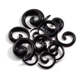 Pair Black Acrylic Ear Spiral Expander Ear Plugs Spiral Ear-Piercing Stretcher Body Jewellery Piercing Jewellery 1.2mm-24mm