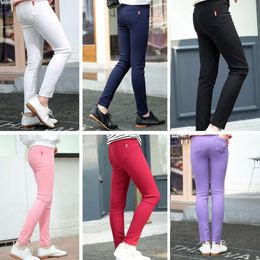 Meninas grandes meninas magras trechas de jeans apertados All-Matches Calça lápis Kids Bottoms 2-12yrs Troushers L2405