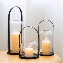 Candle Holders Modern Metal Glass Holder Romantic Creative Light Luxury Candlestick Stand Table Swieczniki Pillar Home Decoration OO50YH