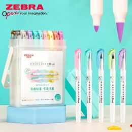 Zebra WFT8 Mild Liner Highlighter Pen Double Headed Art Brush Pen Marker Pens for Painting Marker Supplies Japanese Stationery 240522