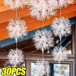 Christmas Decorations 90Pcs Snowflakes Ornaments Xmas Tree Hanging White Snow Flake Decoration DIY Year Garlands Home 2024