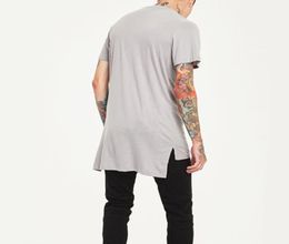 Hip Hop Style Clothing Mens Casual Long T Shirt Irregular Hem Extended Length Tees Side Split Solid Black Streetwear Tops Tee Y1903384867