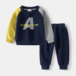 Clothing Sets Spring Baby Boy Girl Clothes Set Children Letter Sweatshirt Pullover Top And Pant 2 Pieces Suit Kid Casual Patchwort Tracksuit