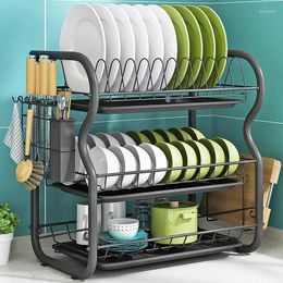 Kitchen Storage Stainless Steel Drying Rack Bowl Dish Draining Shelf Organiser 3 Tiers Drainer Dryer Tray Holder