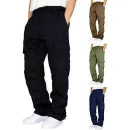 Men's Pants Multi-pocketed Casual Versatile Cargo Elastic Waist Multi Pockets Breathable Streetwear For Daily Sports Work
