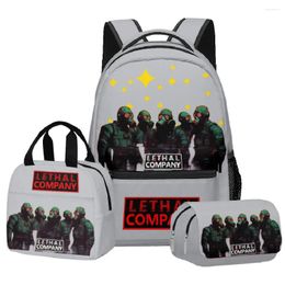 Backpack Hip Hop Novelty Lethal Company 3D Print 3pcs/Set Student School Bags Travel Notebook Lunch Bag Pencil Case