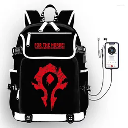 Backpack For The Horde Alliance USB Port Bag Kids School Book Students Outdoor Shoulder Rucksack Laptop Computer Mochila