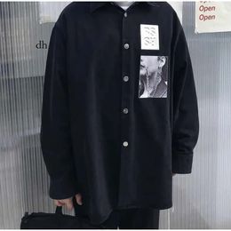 Men's Jackets Raf Simons Sier Print Large Denim Black And White Loose Casual Shirt Jacket Versatile A5