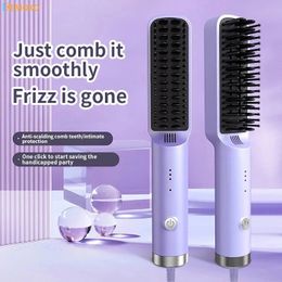 Rechargeable Hair Straightener Brush Portable Comb Straightening Fashionable Negative Ion Wireless Care Straightening Comb 240520