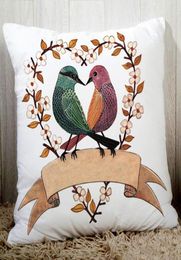 Lovely birds creative drawings sofa cushion cover fine polyester bedding pillowcase 45x45cm cartoon animals printed seat cushion5863077