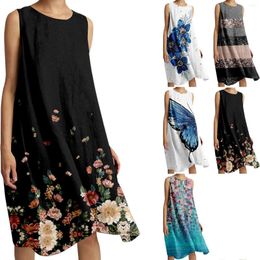 Casual Dresses Women'S Elastic Loose Gradient Butterfly Print Dress Suitable For Beach Like Oil Painting Flower Colour Womens