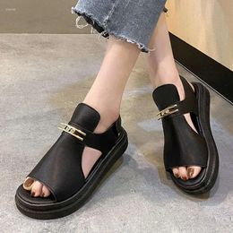 Metal 2024 Sandals Women Decorative Fashion Shoes For Open Toed Thick Bottom Beach Sandalias Female Zapatillas c67