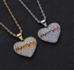 hip hop heartshaped pendant necklaces for men women luxury designer mens diamond gold chain necklace jewelry love gift1910373