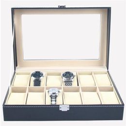 Hot New Faux Leather Watch Box Display Case Organiser 12 Slots Jewellery Storage Box No watch 2889
