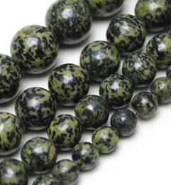 Loose Gemstones G154-G178 Natural Russian Serpentine Spot Stone Smooth Round Beads For Jewelry Making Bracelet Necklace Accessorie GG