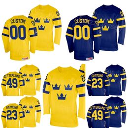 2024 IIHF World Championship Hockey Jersey 35 Filip Gustavsson 49 Fabian Zetterlund 65 Erik Karlsson 71 Victor Olofsson 77 Victor Hedman 90 Marcus Johansson Team