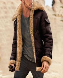 Men039s Jackets Men FauxFur Leather Jacket Winter Warm Long Sleeve Padded Vintage Coat Sheepskin Cashmere Motorcycle Plus Size5823331