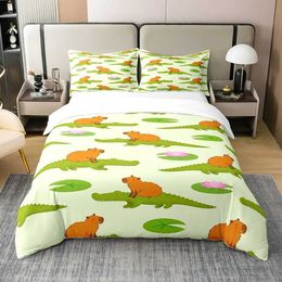 Bedding sets Abstract Duvet Cover Set Alligator Skin African Animal Crocodile Quilt 3 Piece with Shams Full Size H240521 GNQP