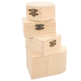 Storage Bottles 4 Pcs Sundries Organizer Wooden Container Jewelry Cases Box DIY Holder Toy