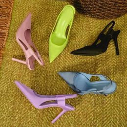 Sandals New Womens Spring 2024 Bounce Back Sandals Thin High Heels Elegant Pump Shoes Drss Sandals J240522