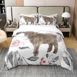 Bedding sets Cow Print Duvet Cover Twin Size 3 Pieces Set with 2 cases Black and White Comforter Bedroom Decor H240521 O7AB