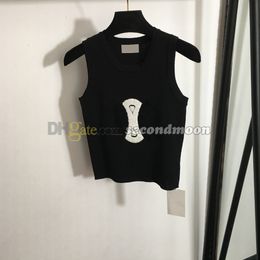 Letters Print Vest Women Knitted Tanks Top Crew Neck Knitwear Summer Outdoor Sleeveless Tops