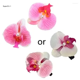 Hair Clips Set Of 2 French Floral Grip Pink Orchids Flower Hairpin Stylish Grips For Girl Sweet Side Barrettes Jewelry