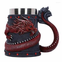 Mugs Chinese Dragon Coil Mug With Stainless Steel Inner Retro Beers Tankard For Home Bar Vintage Coffee Tea Water Cup 600ML