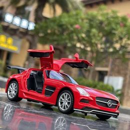Diecast Model Cars 1 32 SLS Alloy Sports Car Model Diecasts Metal Toy Vehicles Car Model High Simulation Sound and Light Collection Kids Gift